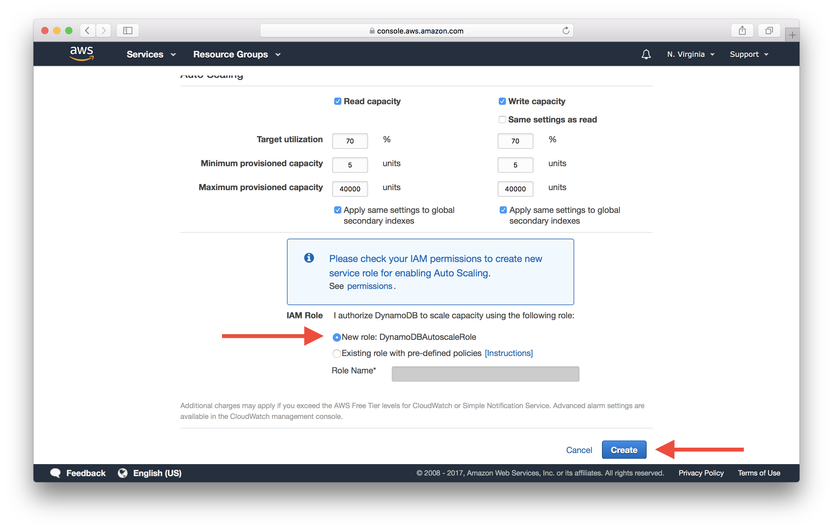 Set Table Provisioned Capacity screenshot